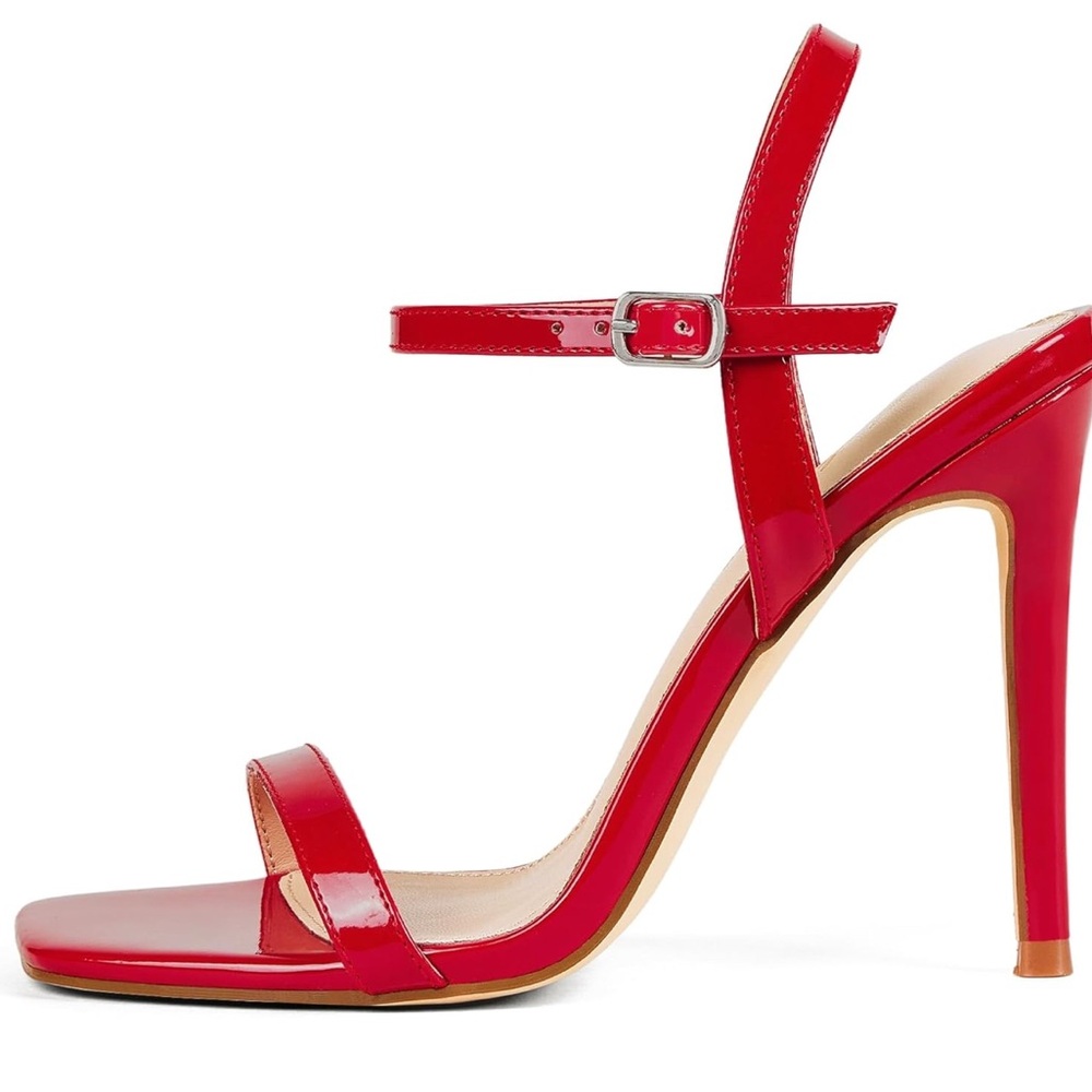 NWT Elisabet Tang Strappy Sling Back Stiletto Open Square Toe 4” Heels Sz 6 - Picture 3 of 8